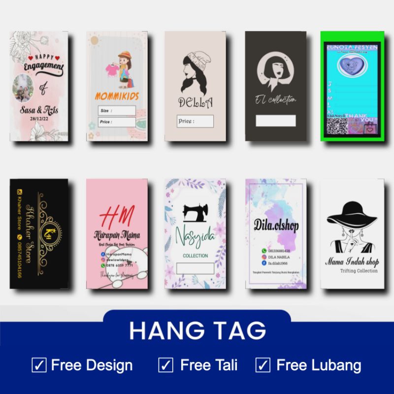 

Label Hang Tag custom bonus tali label bajb custom, hangtag, handtag. hantag, handstag, hentek, price tag, lebel merek baju, label baju