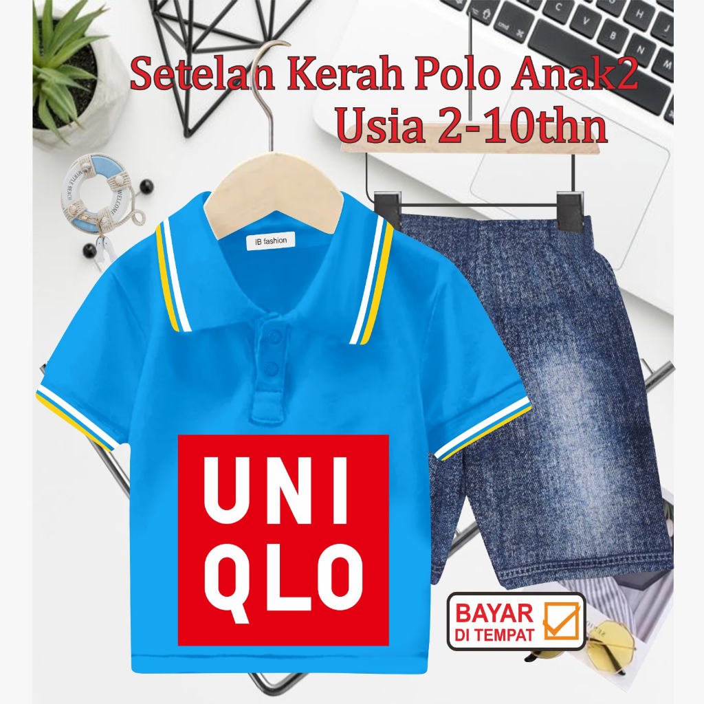 ((IB))SETELAN ANAK2 KERAH POLO SEMI JEANS/UN1GL0 DIGITAL SABLON