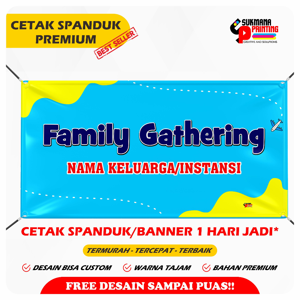 CETAK SPANDUK BANNER FAMILY GATHERING/JALAN JALAN KELUARGA/GATHERING KANTOR