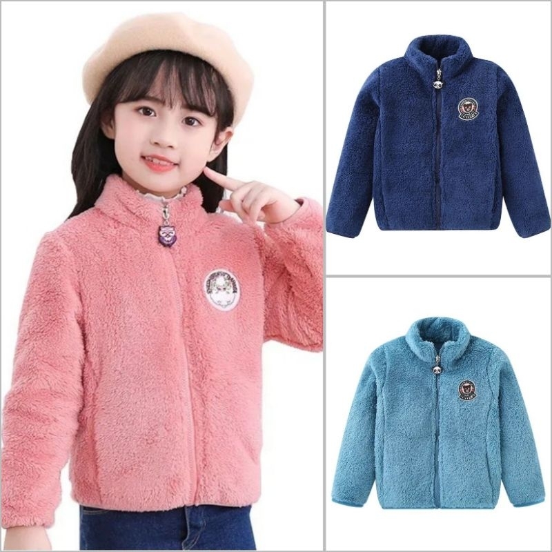 Jaket Sherpa Bulu Anak Cewek/Wanita | Sherpa Jacket Girl Kids Musim Dingin Anti Angin Terbaru!