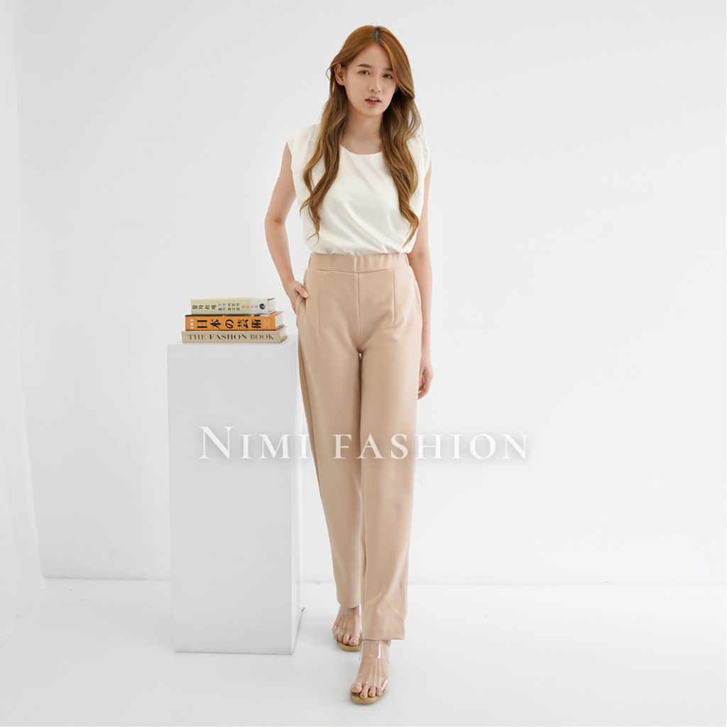 Celana Scuba Import Highwaist Bawahan Basic Scuba Pants