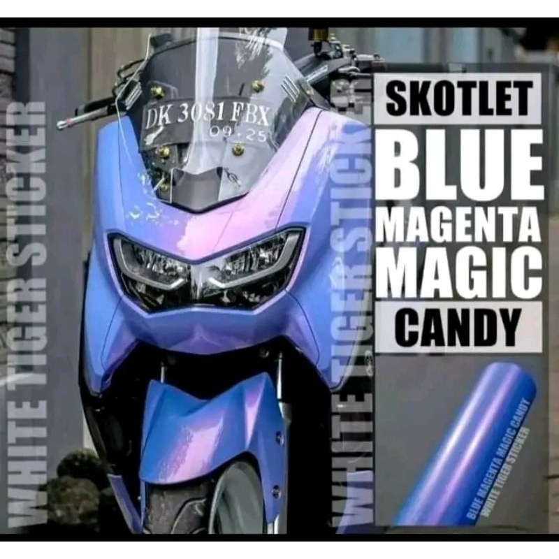 Sticker/ Skotlet warna blue magenta magic candy / biru lembayung / biru bunglon