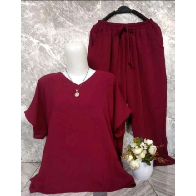 setelan polos nagita pakaian sehari hari wanita setelan andin terbaru