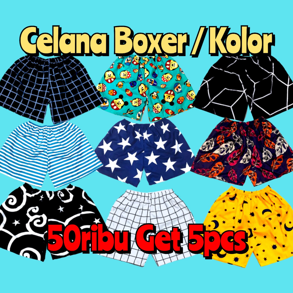 Celana boxer celana kolor 50ribu dapat 5 pcs/celana pendek/celana kolor/celana murah