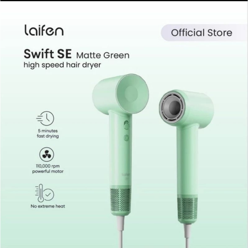 Laifen Swift SE high speed hairdryer in green and white