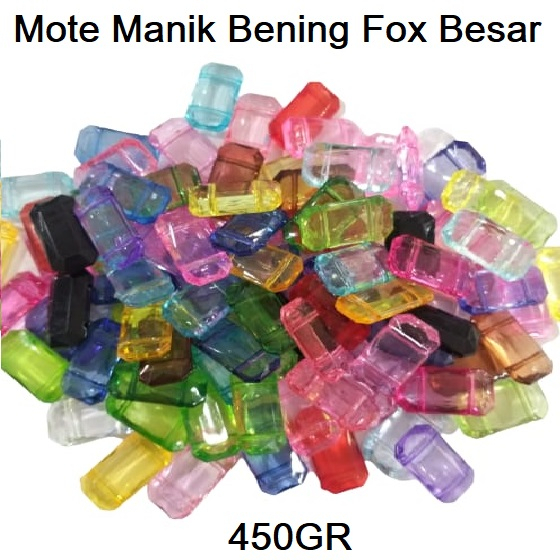 MOTE MANIK FOX BESAR SEGI 8 BENING / MANIK AKRILIK FOX BESAR / MOTE AKRILIK BENING HARGA /450GR