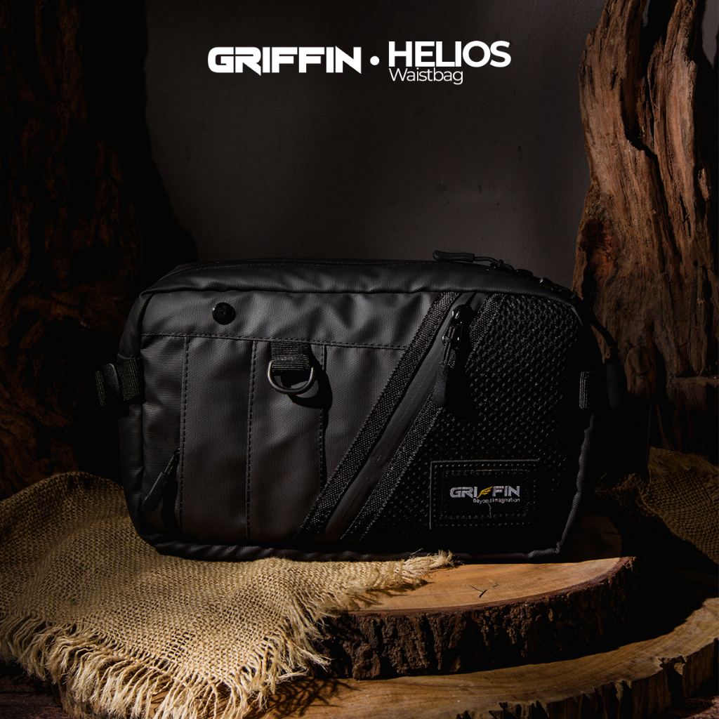 Tas Waistbag Pria Hitam Waterproof Keren Elegan Helios by Griffin