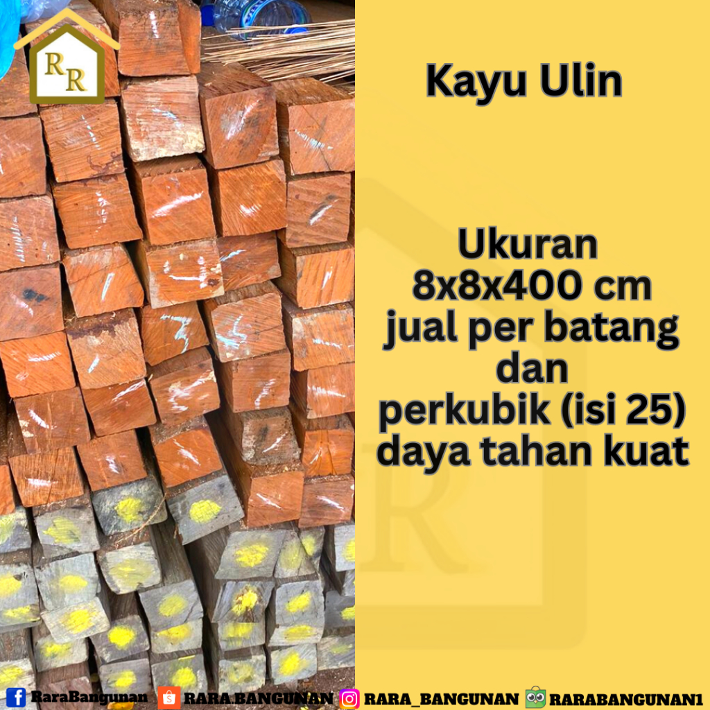 JUAL KAYU ULIN UK 8X8 / BALOK KAYU 8X8 PERBATANG