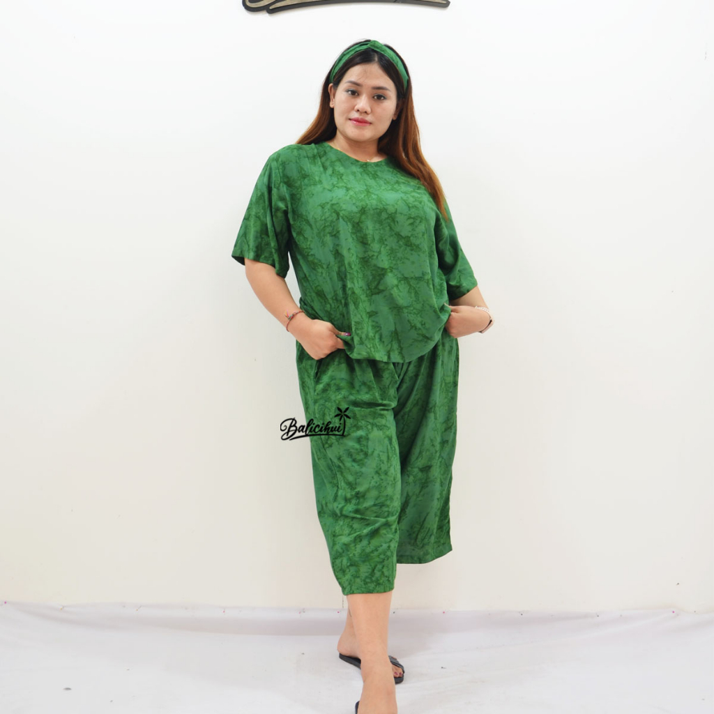 Balicihui Setelan Kasual Jumbo Setelan Plus Size Setelan Bigsize Big Size Setelan 3/4 Setelan Wanita