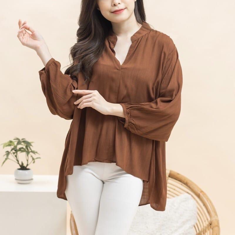 Zulpa Blous /Kemeja Wanita V Neck Sanghai/Baju Kemeja Perempuan Dewasa Murah Paling Keren/ Kemeja Bl
