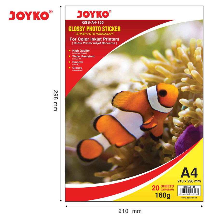 

Glossy Photo Sticker Paper JOYKO 160gsm Kertas Stiker