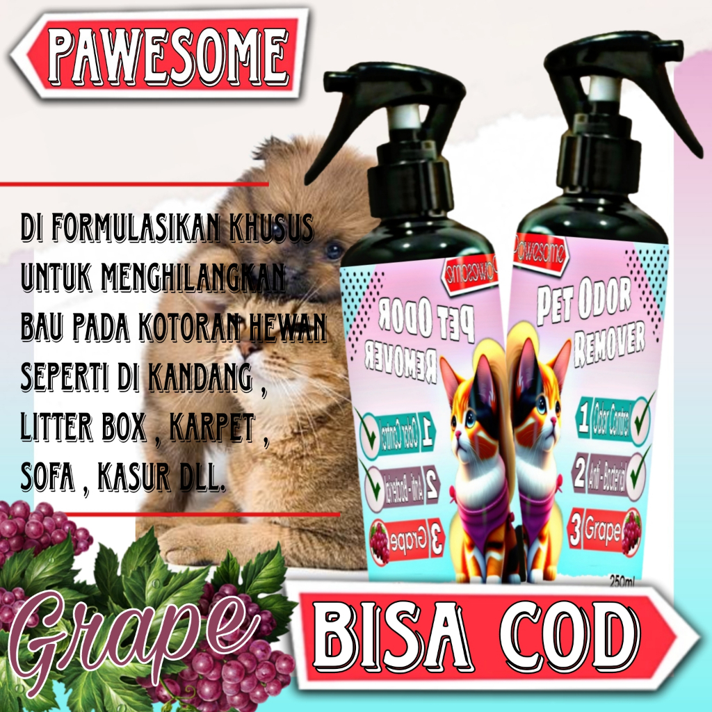 Penghilang Bau Kencing Kucing Anjing 250ML / Pet Odor Remover Spray / Litter Box / Pasir Kucing / Kucing / Anjing / Cat Dog / CatDog / Cat Dog / Dog / Cat / Pengharum Kandang / Penghilang Bau Kandang / Penghilang Bau Kotoran