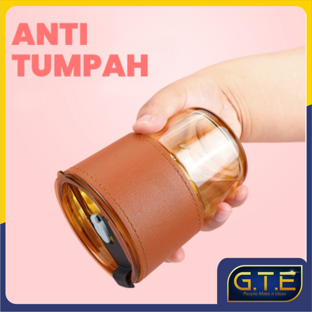 GTE | Tumbler Kopi Kaca Gelas Botol Dan Sedotan Cangkir Kopi Teh Mug Coffee Cup Milk Gelas Minum 400ml