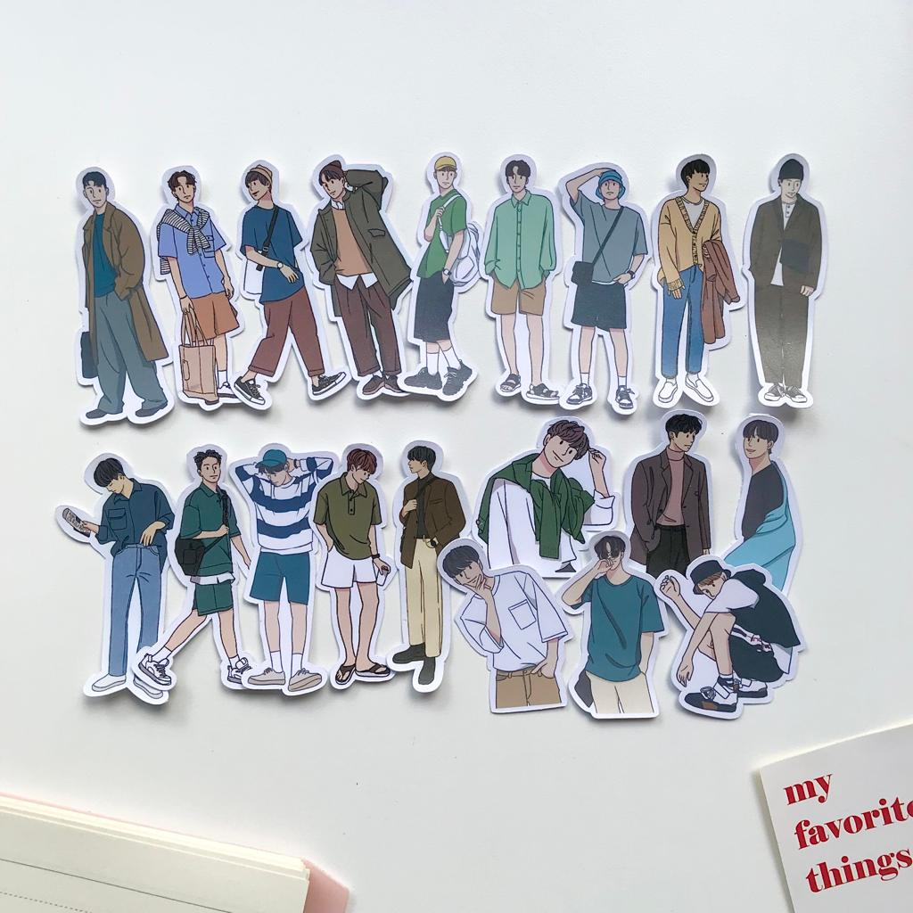 

20pcs ootd korean boys/ stiker ootd pria/ stiker kpop outfit