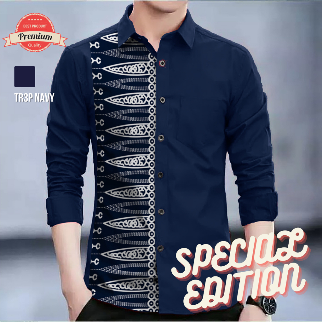 lop Angelaco Kemeja Batik Lengan Panjang Pria Batik Etnik Pria Motif Toraja & NTT