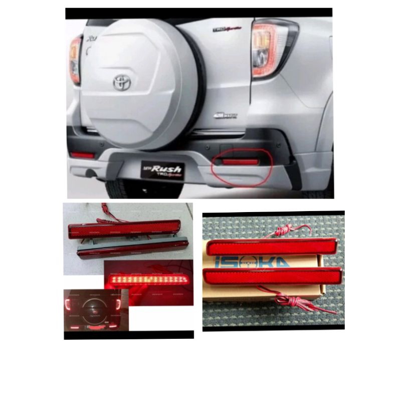 reflektor lampu bemper belakang mobil new rush Terios 2014-2017