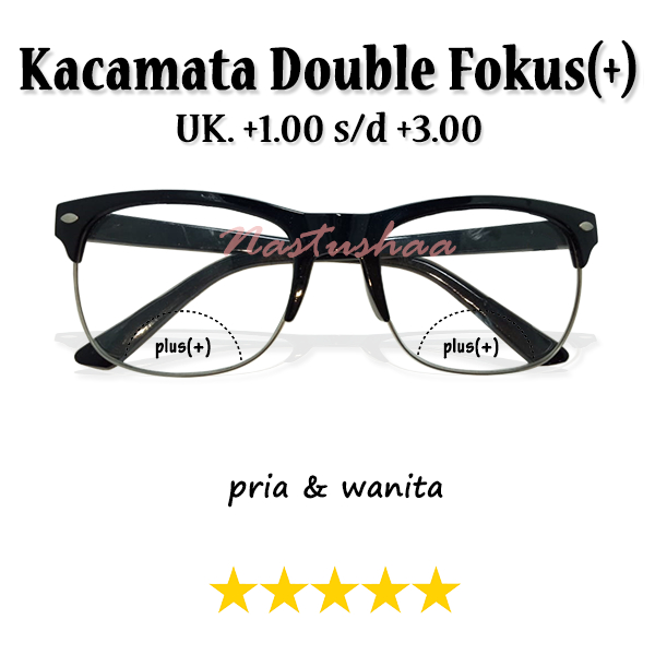 Kacamata Baca 2 Fungsi (BIFOKAL) Untuk Baca Dan Jalan Tersedia Ukuran +1.00 s/d +3.00 Gagang Hitam Frame Semi Rimless