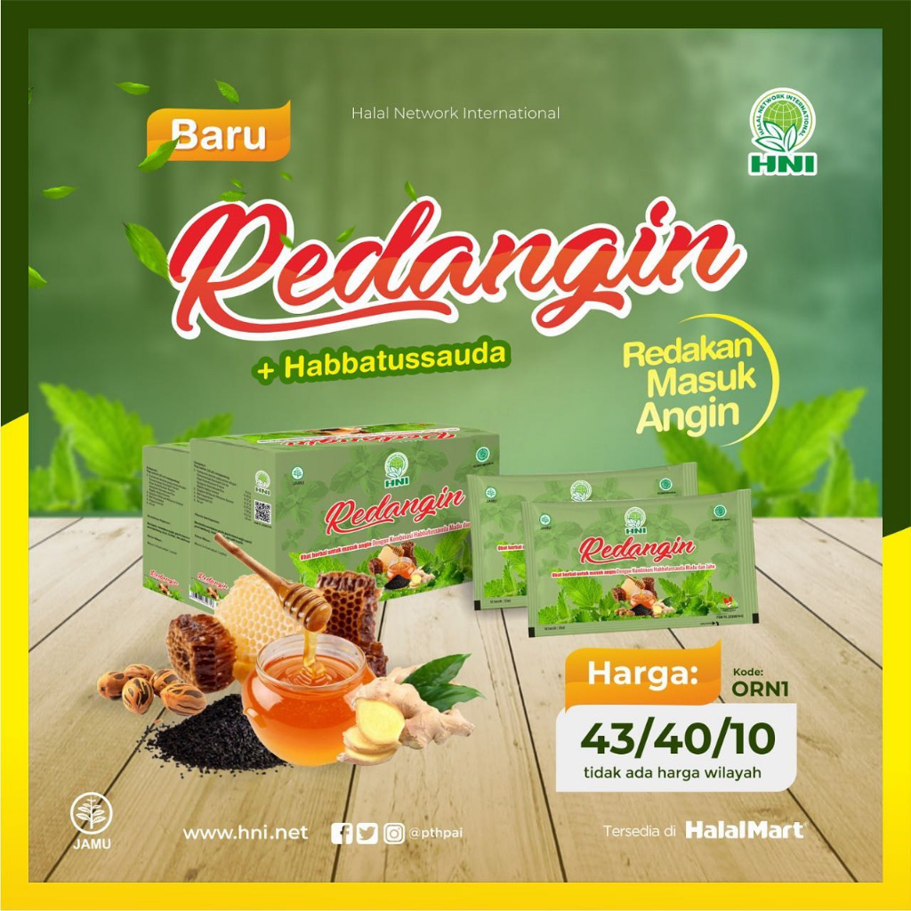 

Redangin - Herbal Masuk Angin - HNI HPAI [Promo Hadiah] - Original HNI HPAI