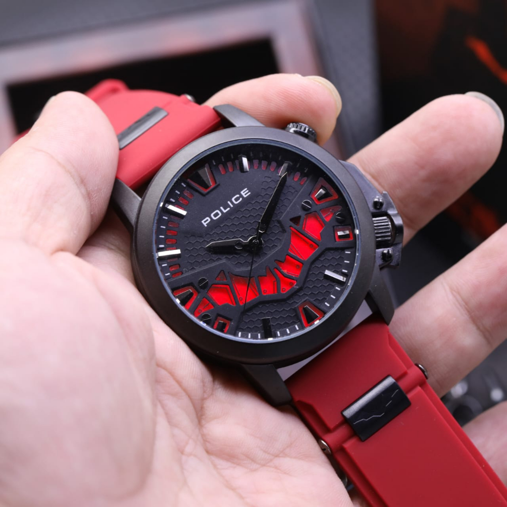 Jam Tangan Pria Police Analog Batman Rubber Anti Air