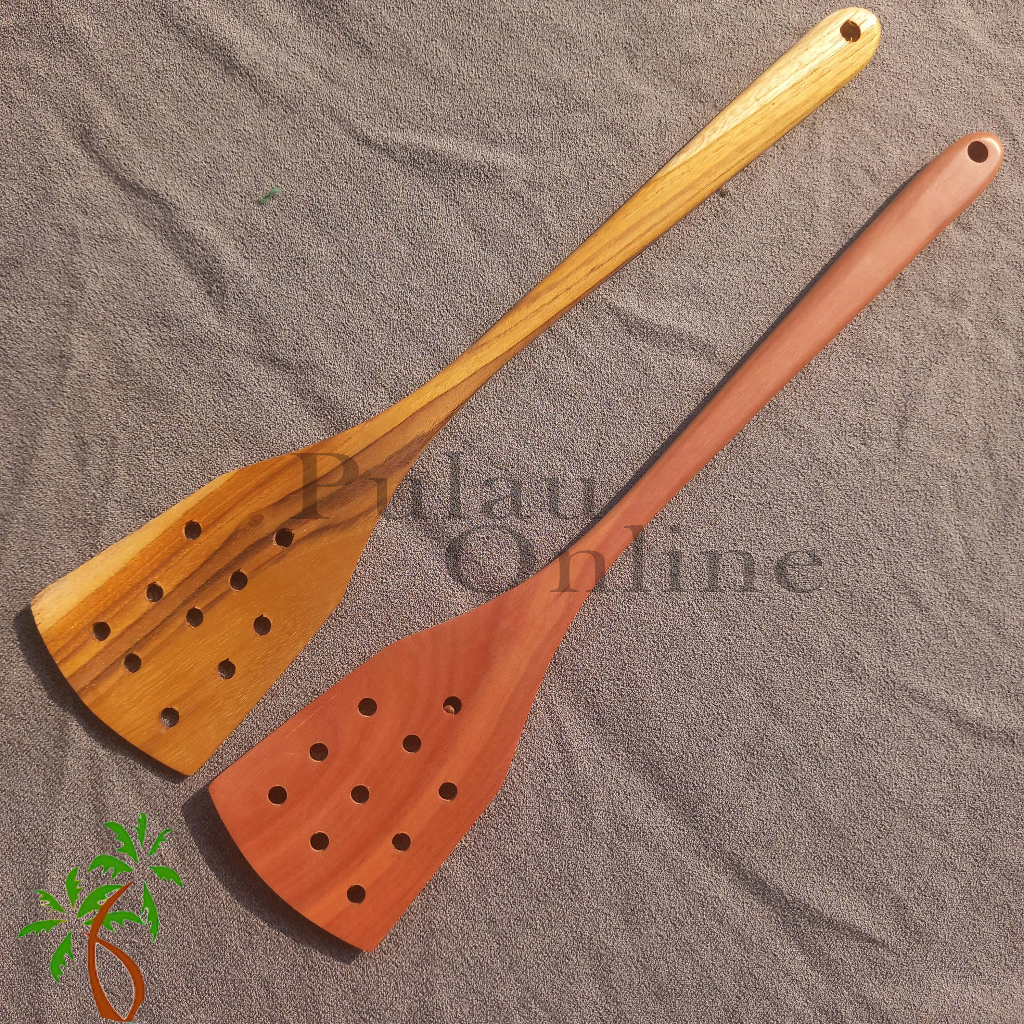 Spatula kayu Polos Jaring panjang 35 cm - Sutil kayu polkadot