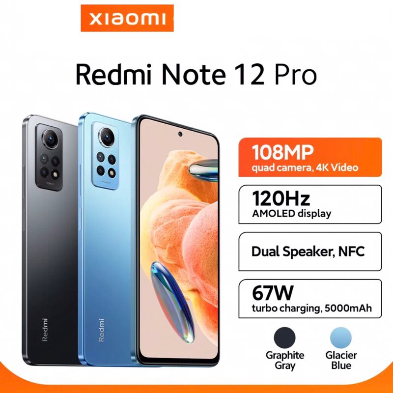 Xiaomi Redmi Note 12 Pro 4G [6GB+128GB - 8GB+256GB]Snapdragon 732G - 108MP Quad Camera - 6.67&quot; AMOLED - NFC - Li-Po 5000mAh Garansi Xiaomi 15 Bulan  Xiaomi Redmi Note 12 Pro 4G [6GB+128GB - 8GB+256GB] Garansi Resmi Xiaomi 15 Bulan