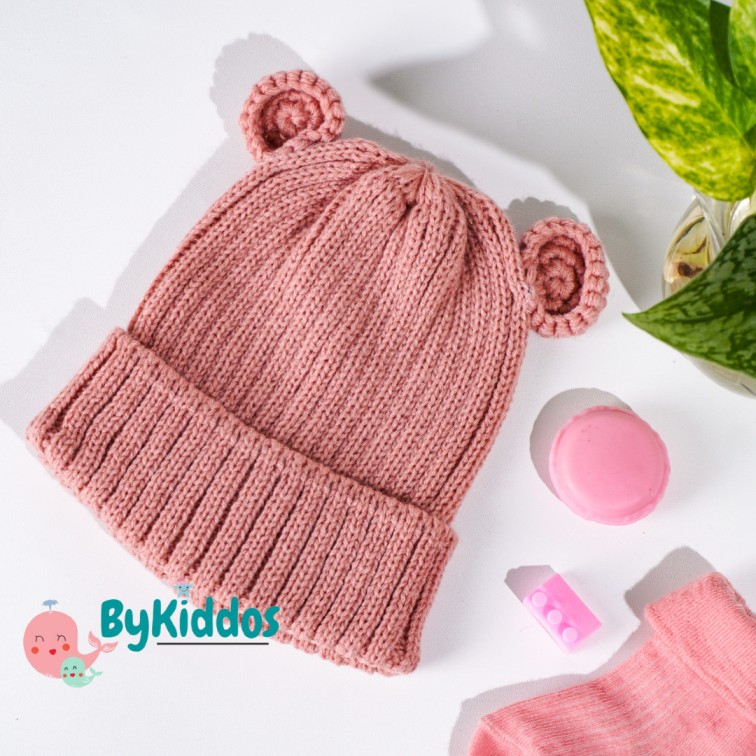 ByKiddos - Topi Rajut Anak Motif Kuping / Topi Rajut Bayi Motif Kuping / Topi Kupluk