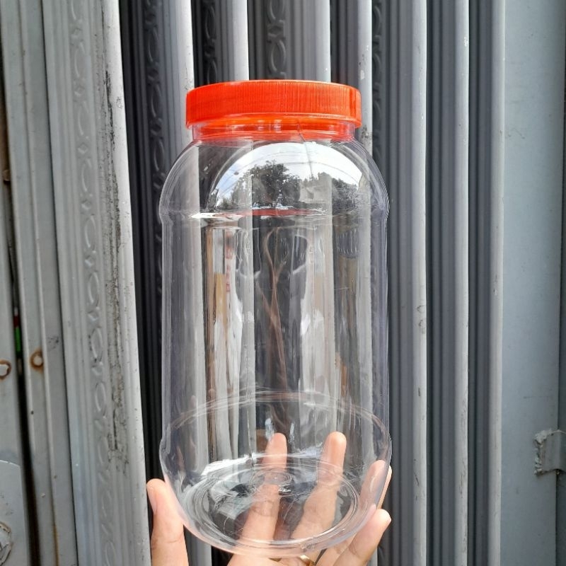 Toples Plastik 2 Liter bulat / Toples kue Toples Bening Toples ikan bulat