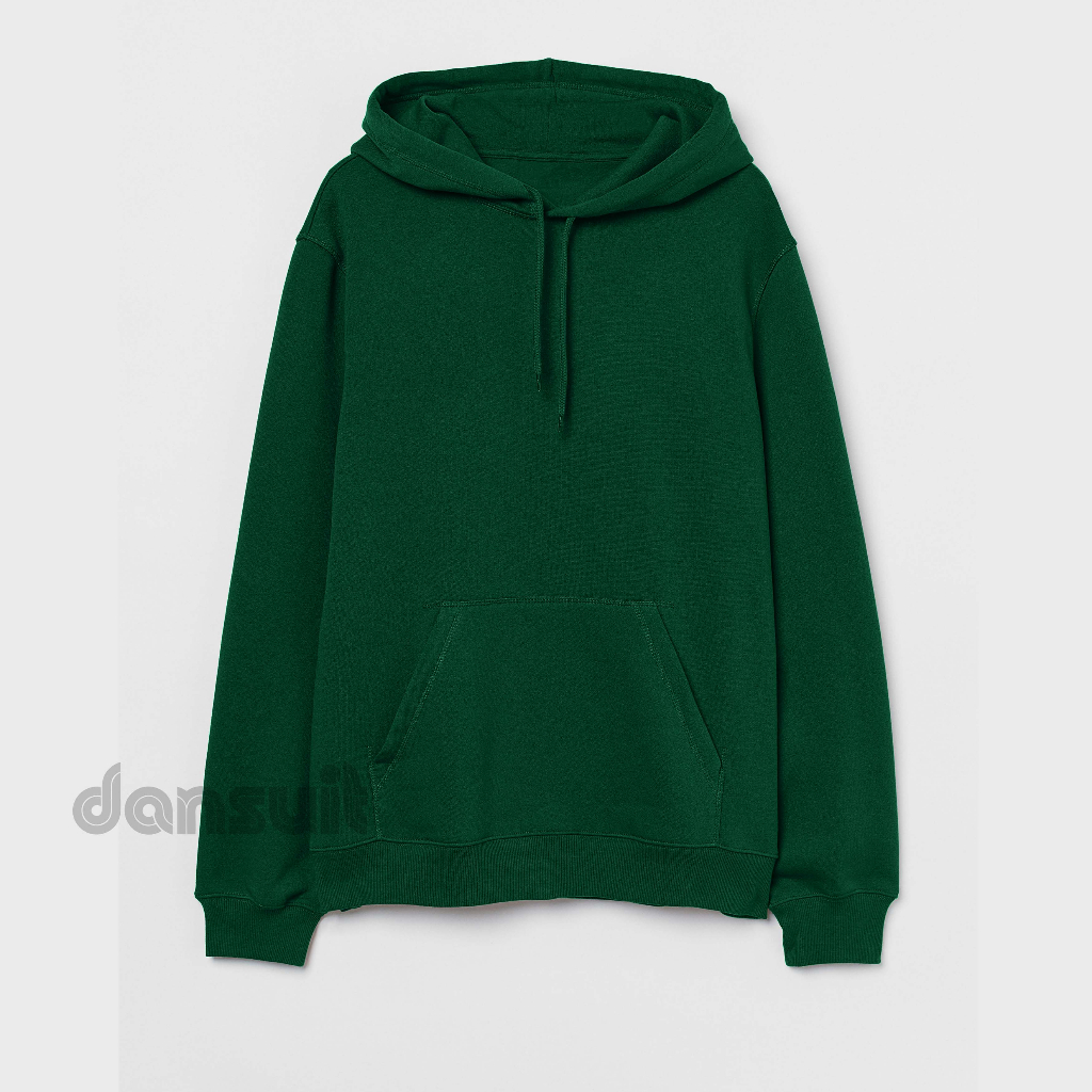 Sweater Hoodie Polos Pria Wanita Size M - XXXL Hoodie Polos Warna Hijau Botol Bahan Tebal Premium