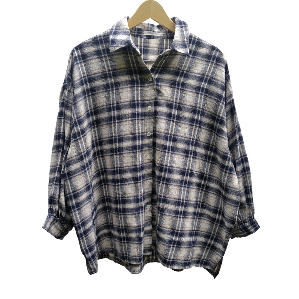 Kemeja Flanel Kotak Lengan Balon