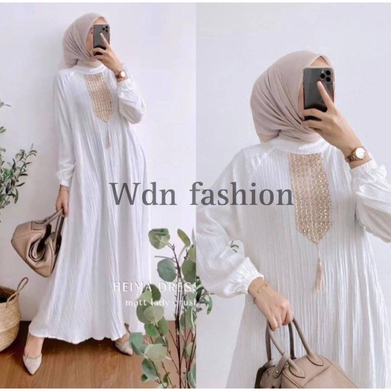 DRESS LADYRA LADY CRUSH IMPORT LD110 ALLSIZE / GAMIS DRESS MUSLIM BAHAN LADY CRUSH RESLETING BELAKANG LENGAN KARET / GAMIS POLOS ALLSIZE TERBARU