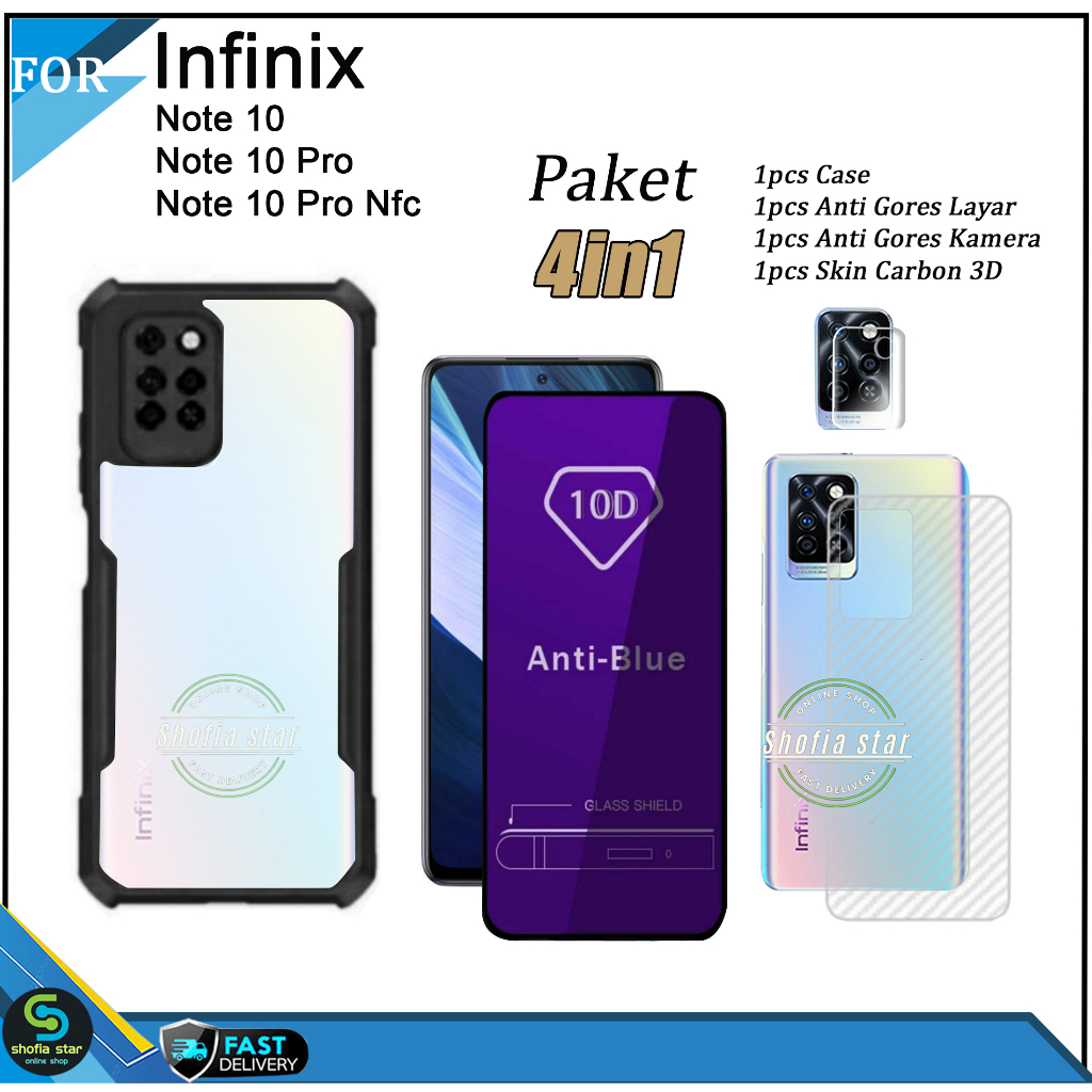 Paket 4in1 Case Infinix Note 10 Note 10 Pro Note 10 Pro NFC Note 11s Note 11 Pro Softcase Fusion Shockproof Transparan Casing