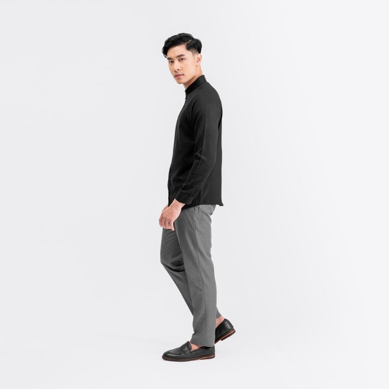 Kemeja Cowok Polos Pria Lengan Panjang Kasual Distro SlimFit Hem Pria Kemeja Formal Kantor Hitam Putih Navy Maron Army Sage