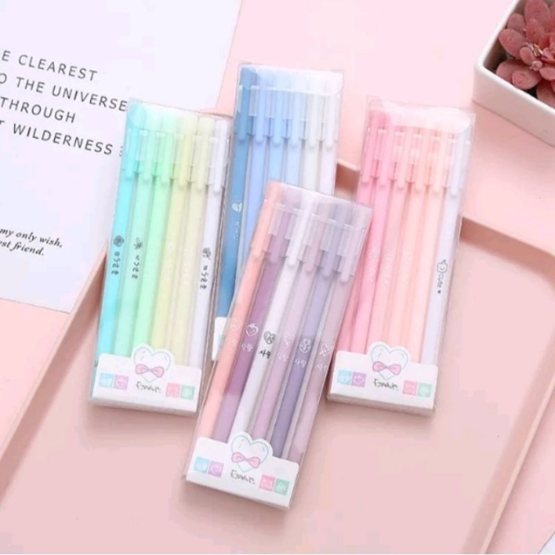

6pcs/Set Pulpen gel 6 Warna Morandi Untuk stationery Sekolah/ Kantor