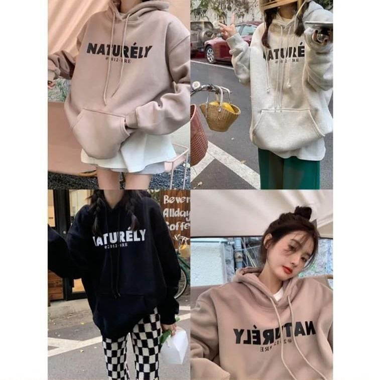 NATURELY HOODIE OVERSIZE ATASAN WANITA SWEATER KOREAN STYLE