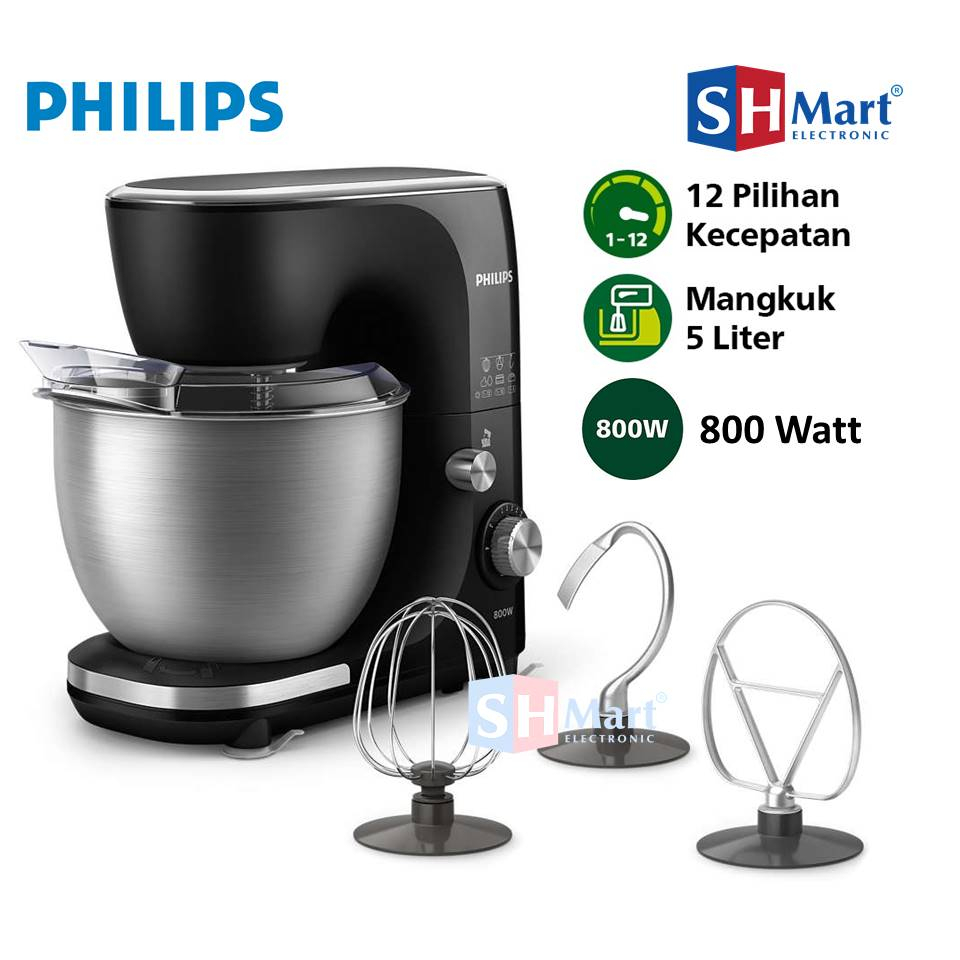 STAND MIXER PHILIPS KAPASITAS 5 LITER HR7922/90 800 WATT KITCHEN MACHINE PHILIPS GARANSI RESMI