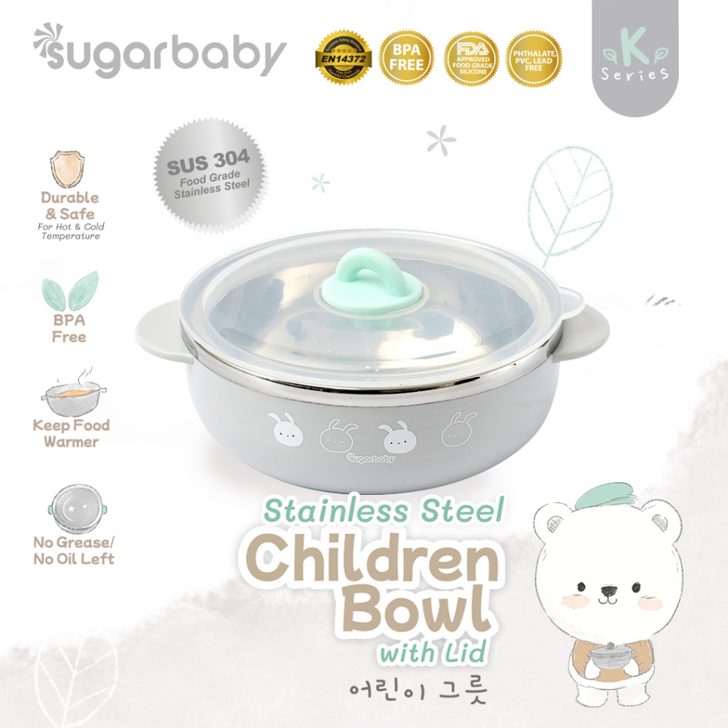 SUGAR BABY STAINLESS STEEL CHILDREN BOWL WITH LID