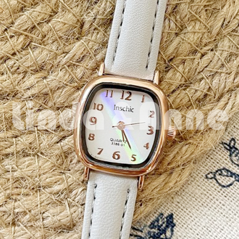 Jam Tangan Kecil Wanita Analog Gaya Retro Klasik Strap PU Leather Fashion Import