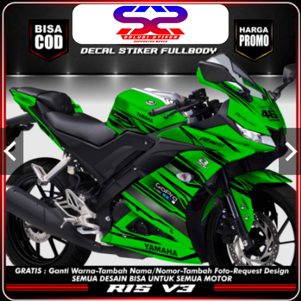 [BISA COD] Stiker Decal R15 V3 Desain Hijau Keren FullBody Decal R15 V3 FullBody