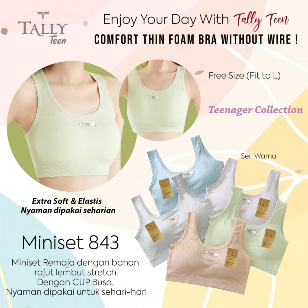 TALLY MINISET 843 I ADA CUP I FREE SIZE I FIT L I BAHAN RAJUT HALUS