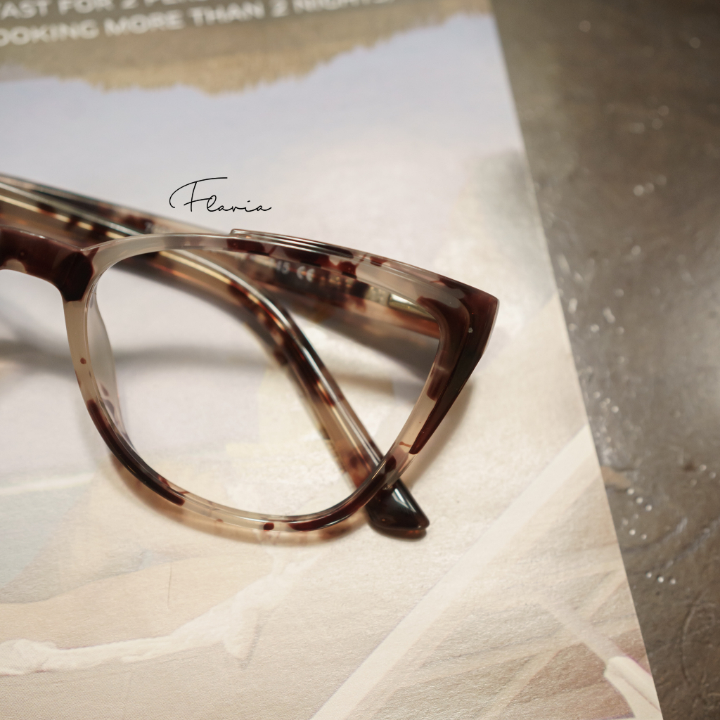 Flavia Eyewear - Kacamata Charlotte Square Acetat  (custom minus, photochromic, blueray, bluechromic dan photobrown)