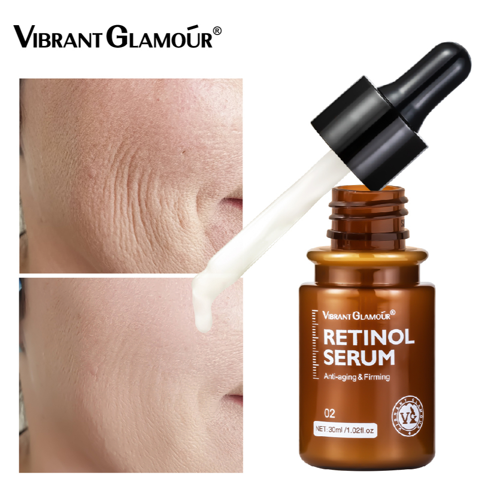 【BPOM】VIBRANT GLAMOUR Double Retinol Face Serum Firming Collagen Anti-Aging Fading Dark Spots Fine Lines Facial Treatment Anti Wrinkle Moisturizing Whitening Essence 30ml