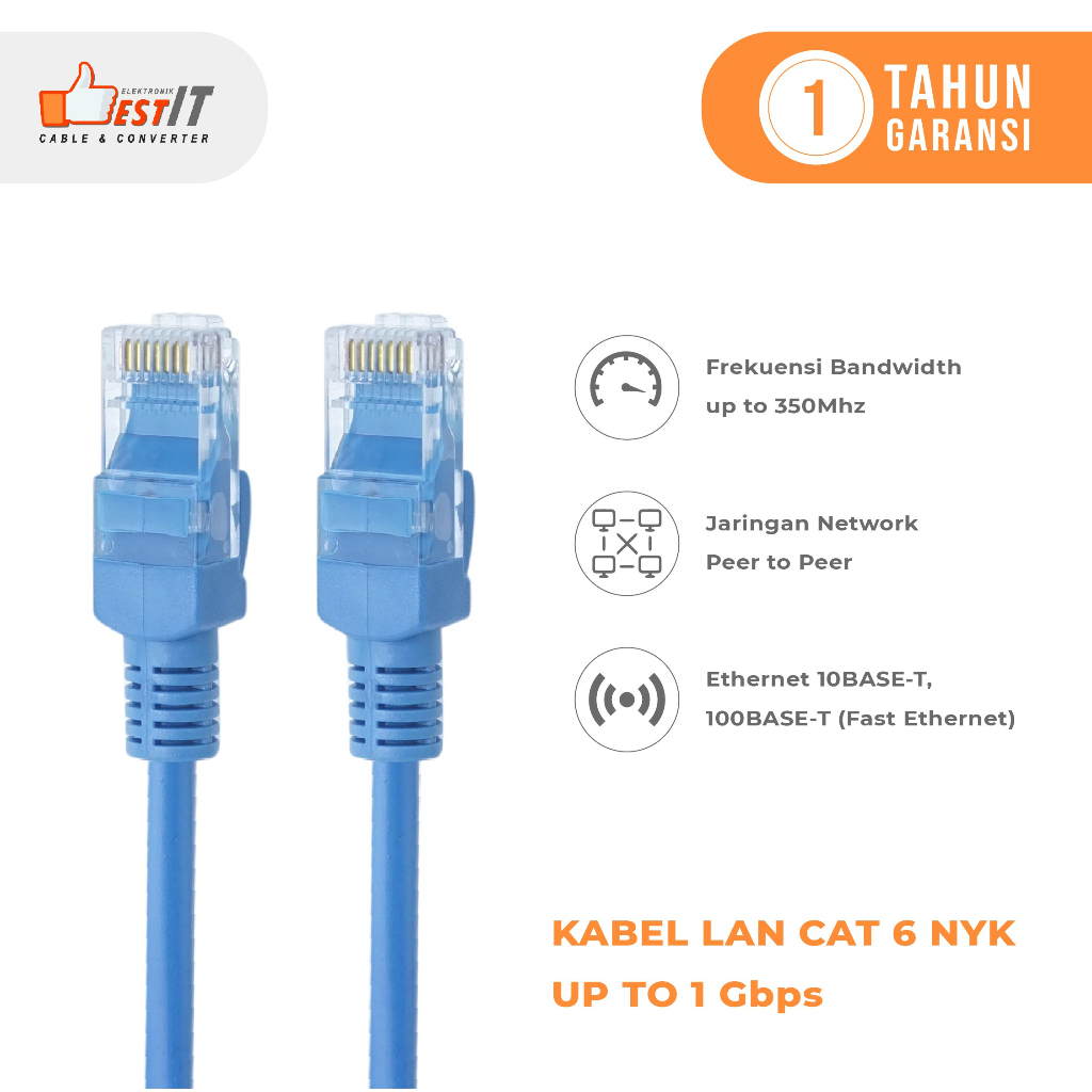 Kabel Lan UTP cat5e Ethernet Network RJ45 10 Meter NYK