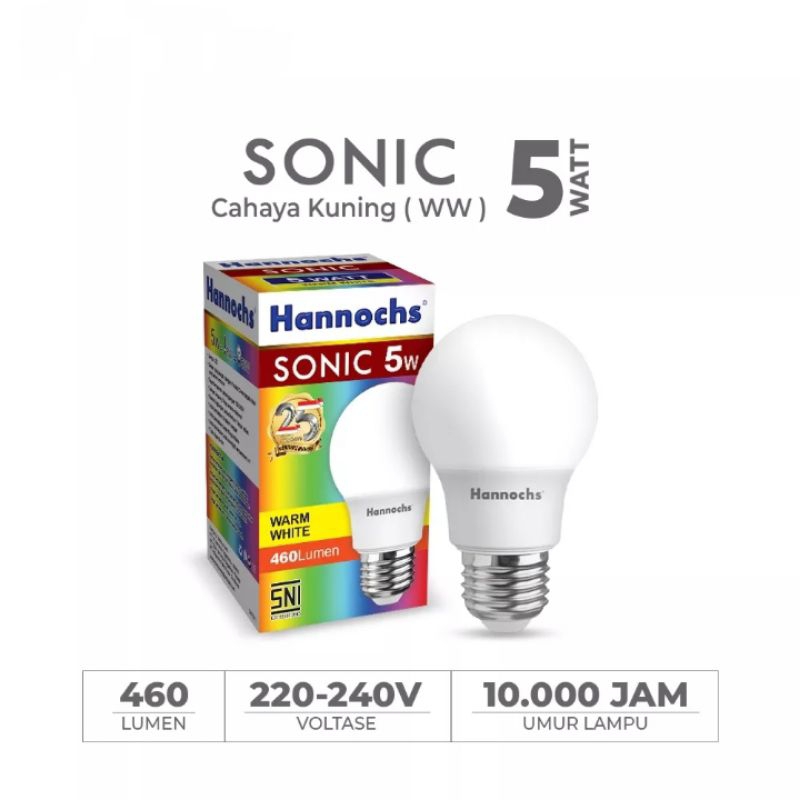 HANNOCHS SONIC Lampu LED 5 Watt Cahaya Kuning