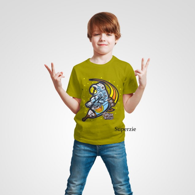 Kaos Anak Laki-Laki  Premium Astronot Kaos Anak Perempuan Baju Murah Lengan pendek ROCKET CAMISA ASTRONOT IJOSAMPUR RGKIDS