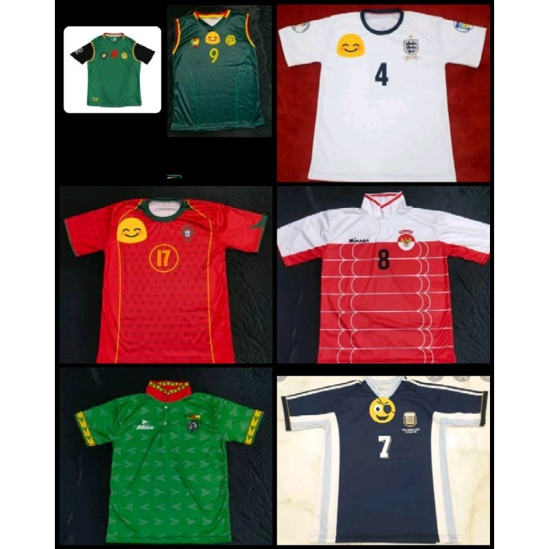 Jersey Indonesia 1997 Sea Games/Jersey Inggriss 2004/Jersey Portugall 2004/Jersey Kamerun 1994/Jerse