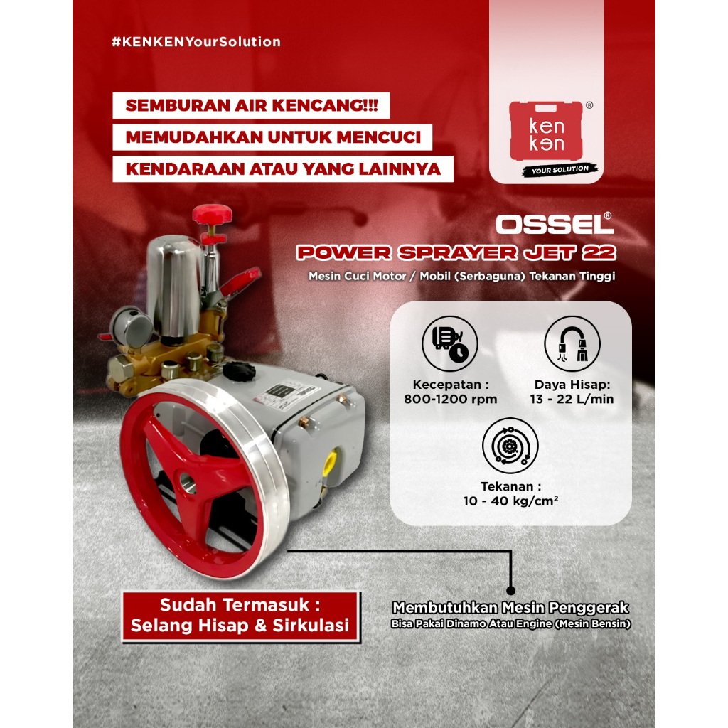 OSSEL Mesin Cuci Motor Mesin Cuci Mobil Power Sprayer Mesin Steam Motor Mobil JET-22 JET22 OSSEL