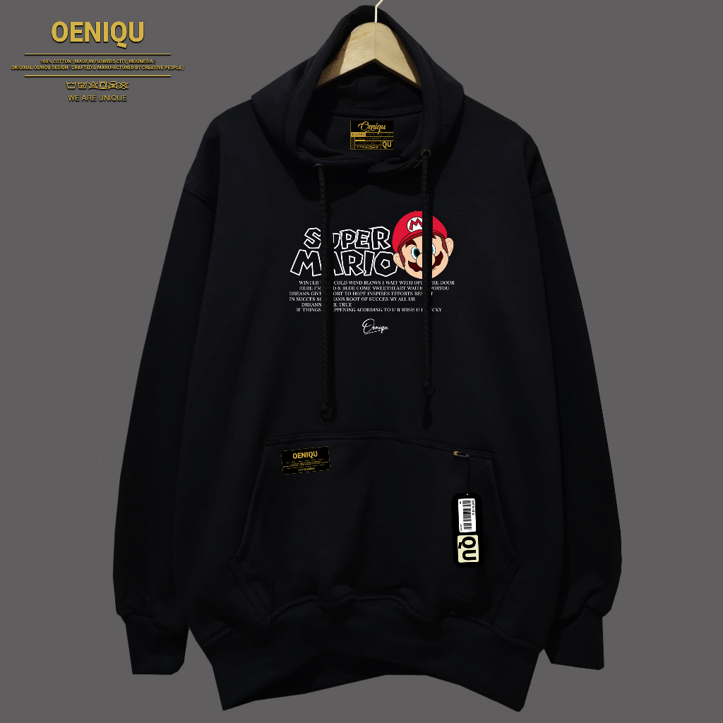 HOODIE PRIA DAN WANITA ORIGINAL OENIQU MOTIF MARIO