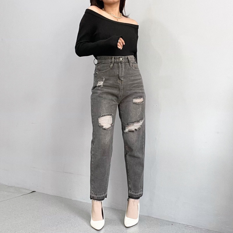 [LUXE.DLABEL]-C60 Jeans | Highwaist jeans Import Wanita Boyfriend jeans Celana Panjang jeans wanita