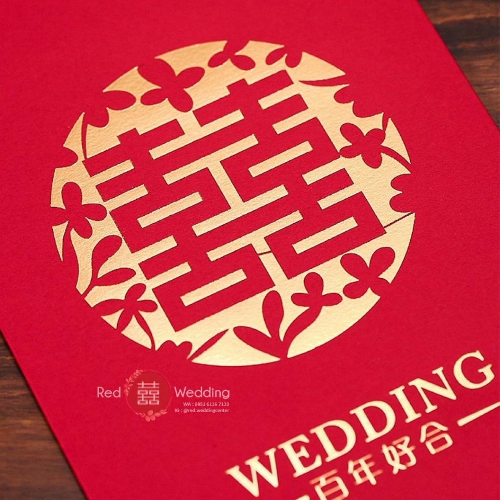 [Series B1-B6] Kantong Amplop Angpao Merah Bunga Wedding Logo Shuang Xi Bulat Merah Flower Aesthetic Mewah Angpau