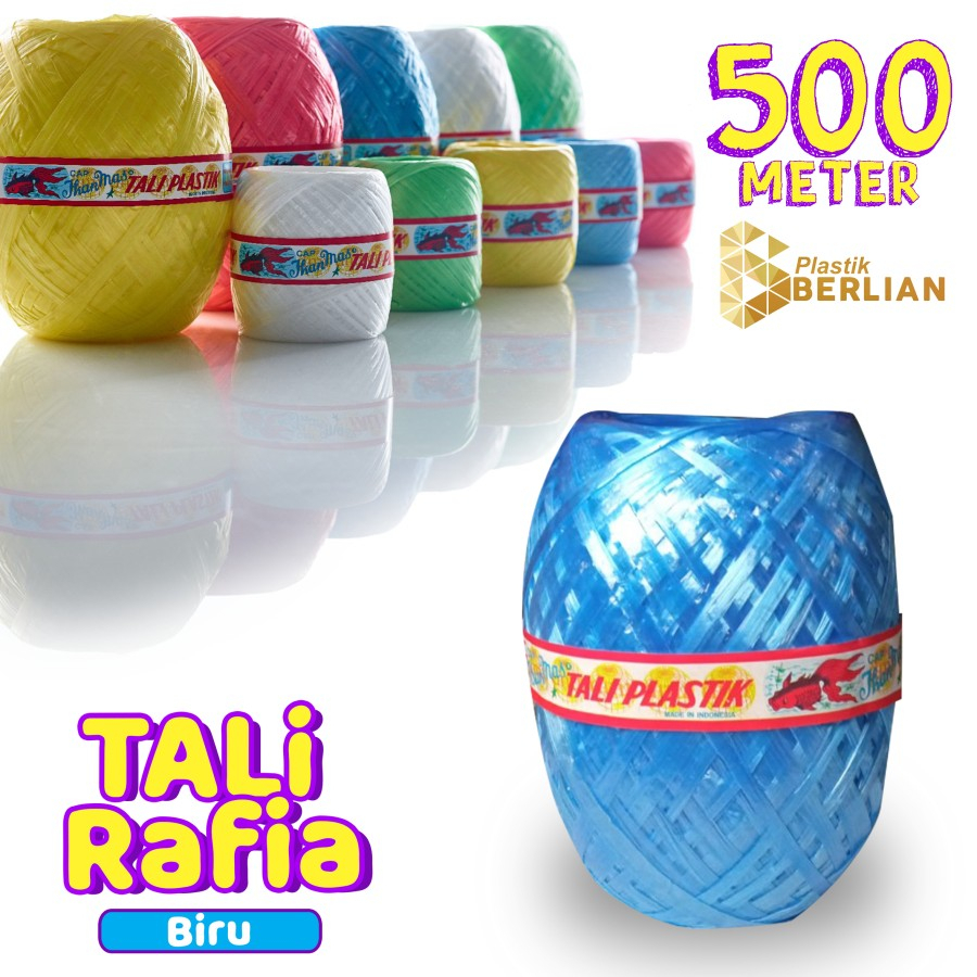 

Tali Rafia Besar / Tali Plastik Warna Warni Panjang 500 meter - Biru